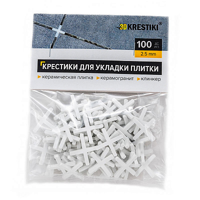 Крестики для укладки плитки 2.5 мм (100 шт.) Крестики для укладки плитки 2.5 мм (100 шт.)